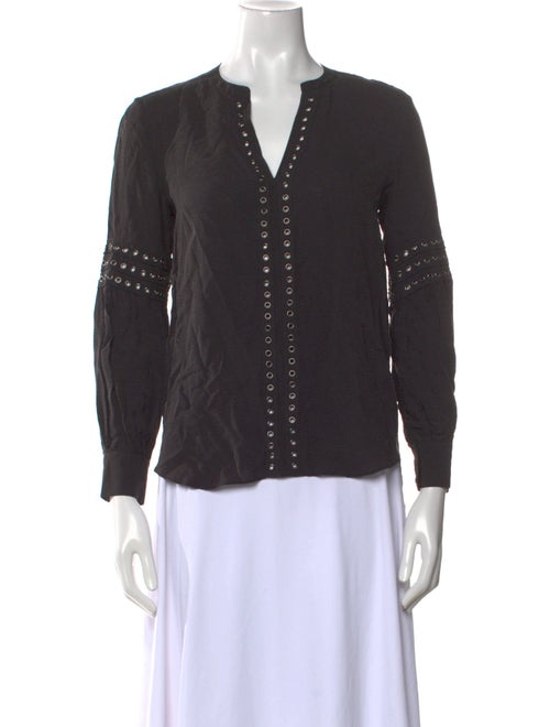 Veronica Beard V-Neck Long Sleeve Blouse