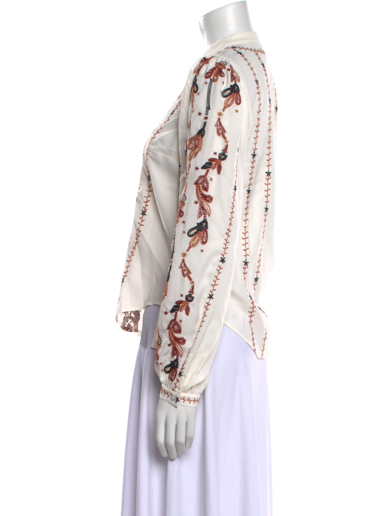 Veronica Beard Floral Print Mock Neck Blouse