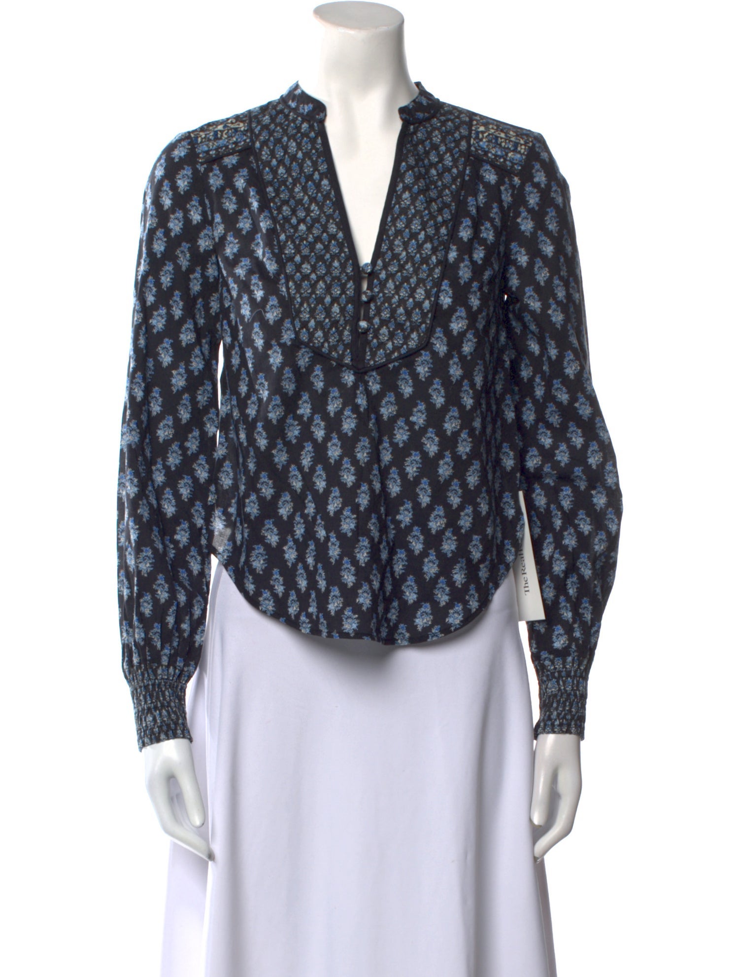 Veronica Beard Printed V-Neck Blouse