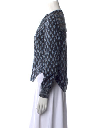 Veronica Beard Printed V-Neck Blouse