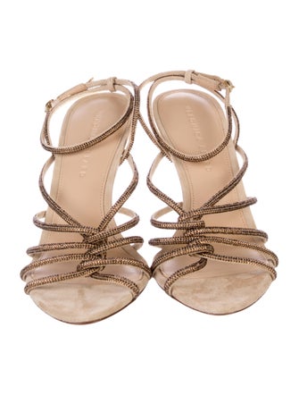 Veronica Beard Suede Crystal Embellishments Sandals