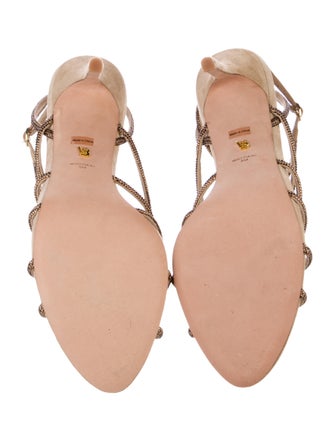 Veronica Beard Suede Crystal Embellishments Sandals