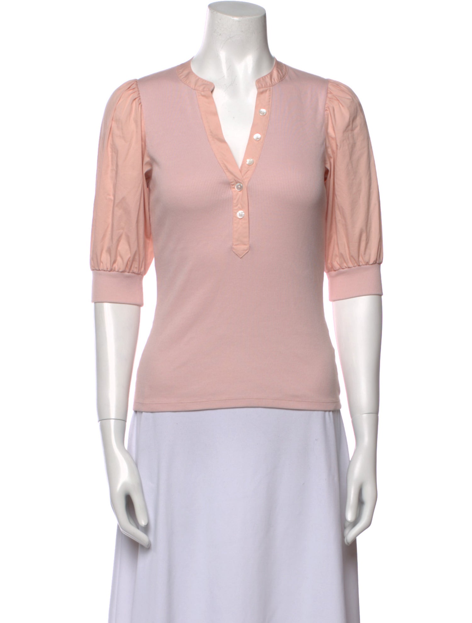 Veronica Beard V-Neck Three-Quarter Sleeve Polo