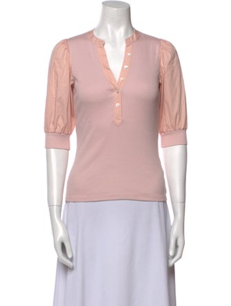 Veronica Beard V-Neck Three-Quarter Sleeve Polo