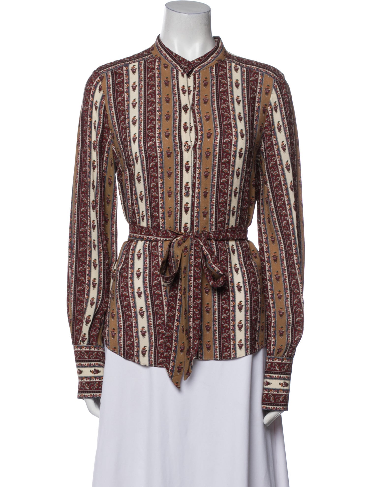 Veronica Beard Paisley Print Long Sleeve Button-Up Top