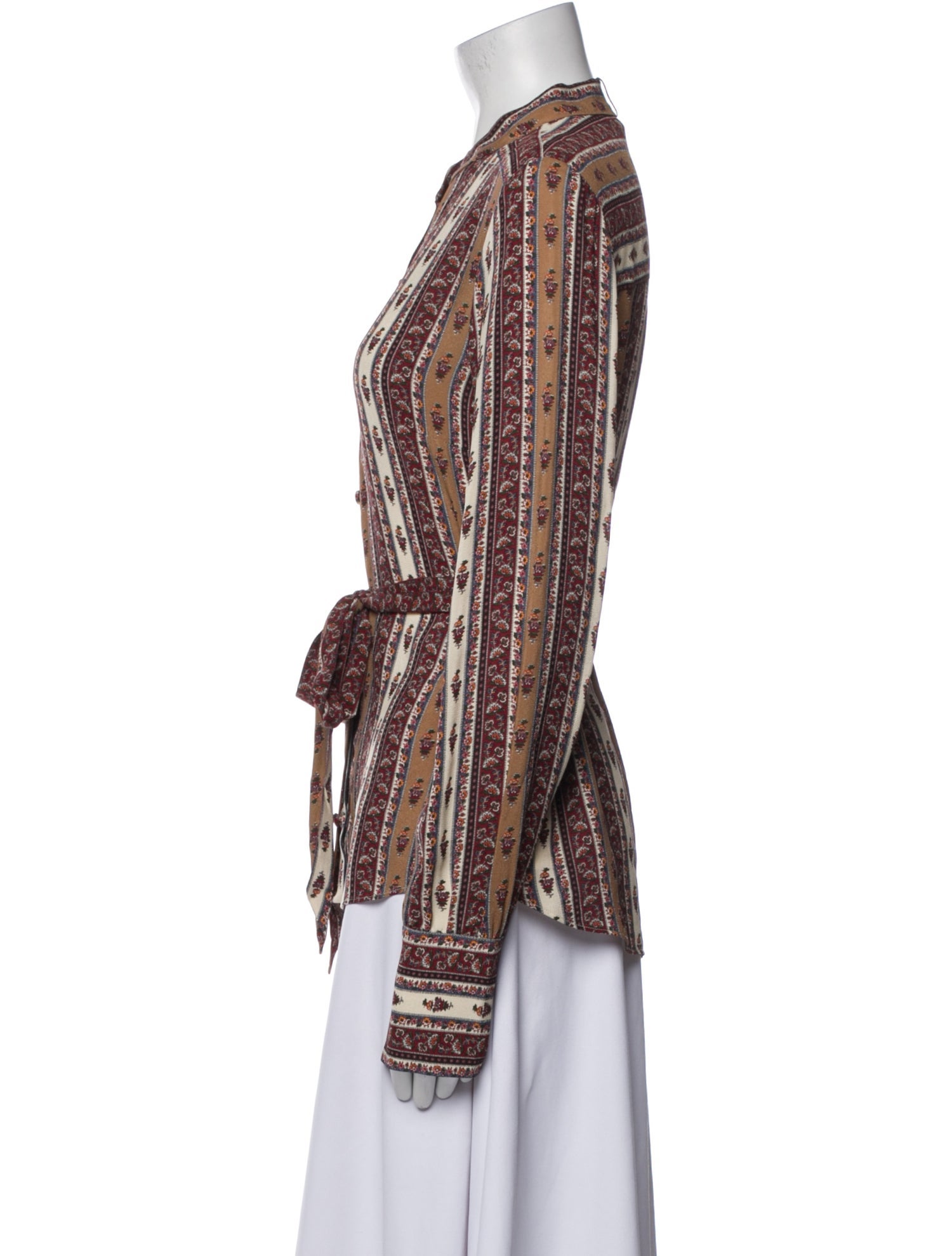 Veronica Beard Paisley Print Long Sleeve Button-Up Top