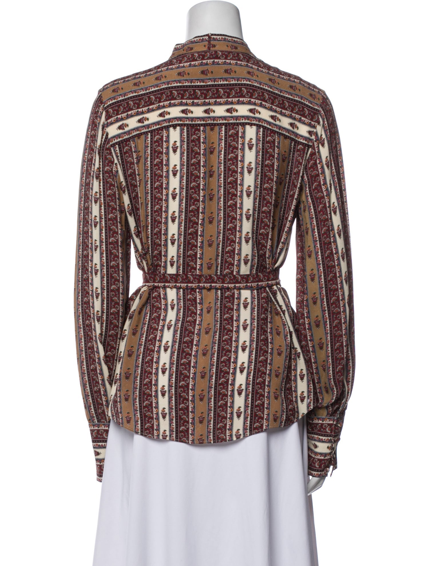 Veronica Beard Paisley Print Long Sleeve Button-Up Top