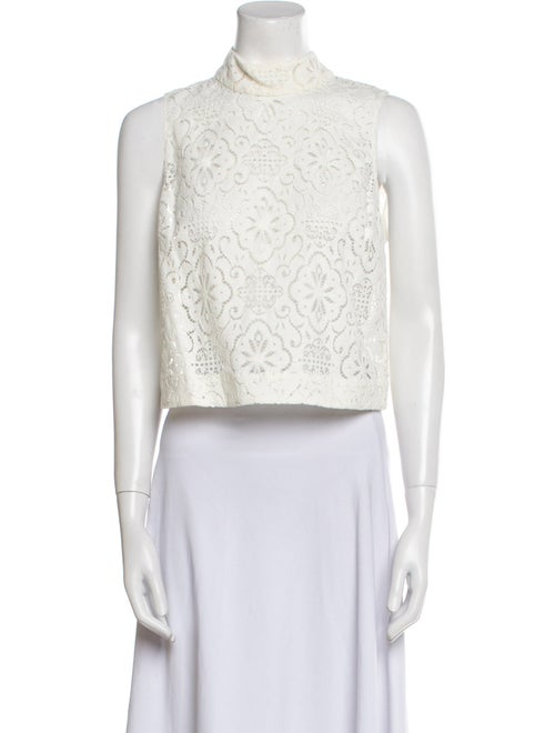 Veronica Beard Mock Neck Sleeveless Crop Top