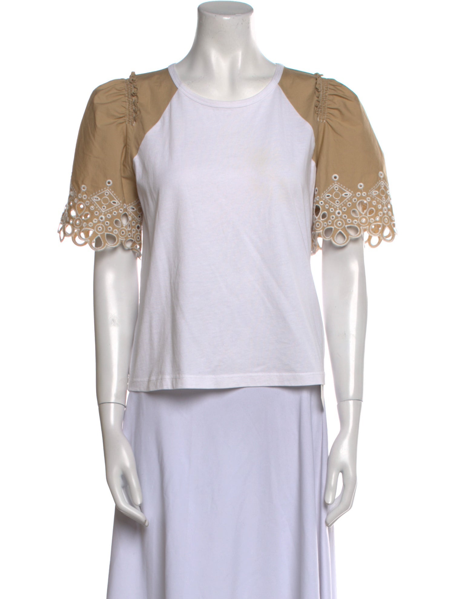 Veronica Beard Lace Pattern Scoop Neck Crop Top