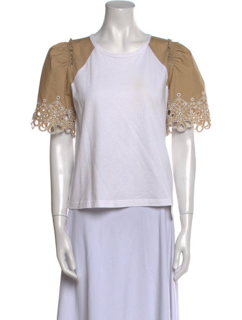 Veronica Beard Lace Pattern Scoop Neck Crop Top