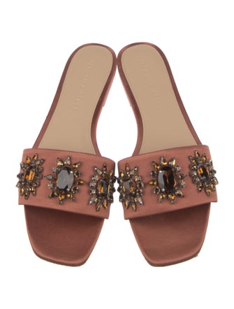 Veronica Beard Satin Crystal Embellishments Slides