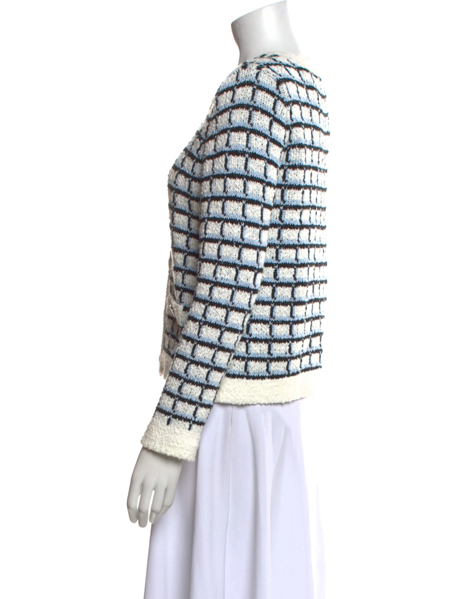 Veronica Beard Plaid Print Crew Neck Sweater