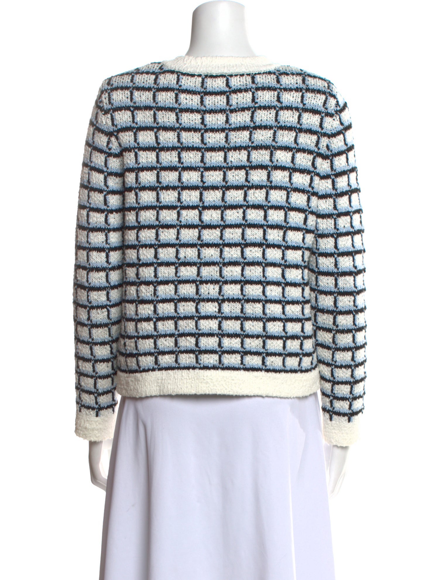 Veronica Beard Plaid Print Crew Neck Sweater