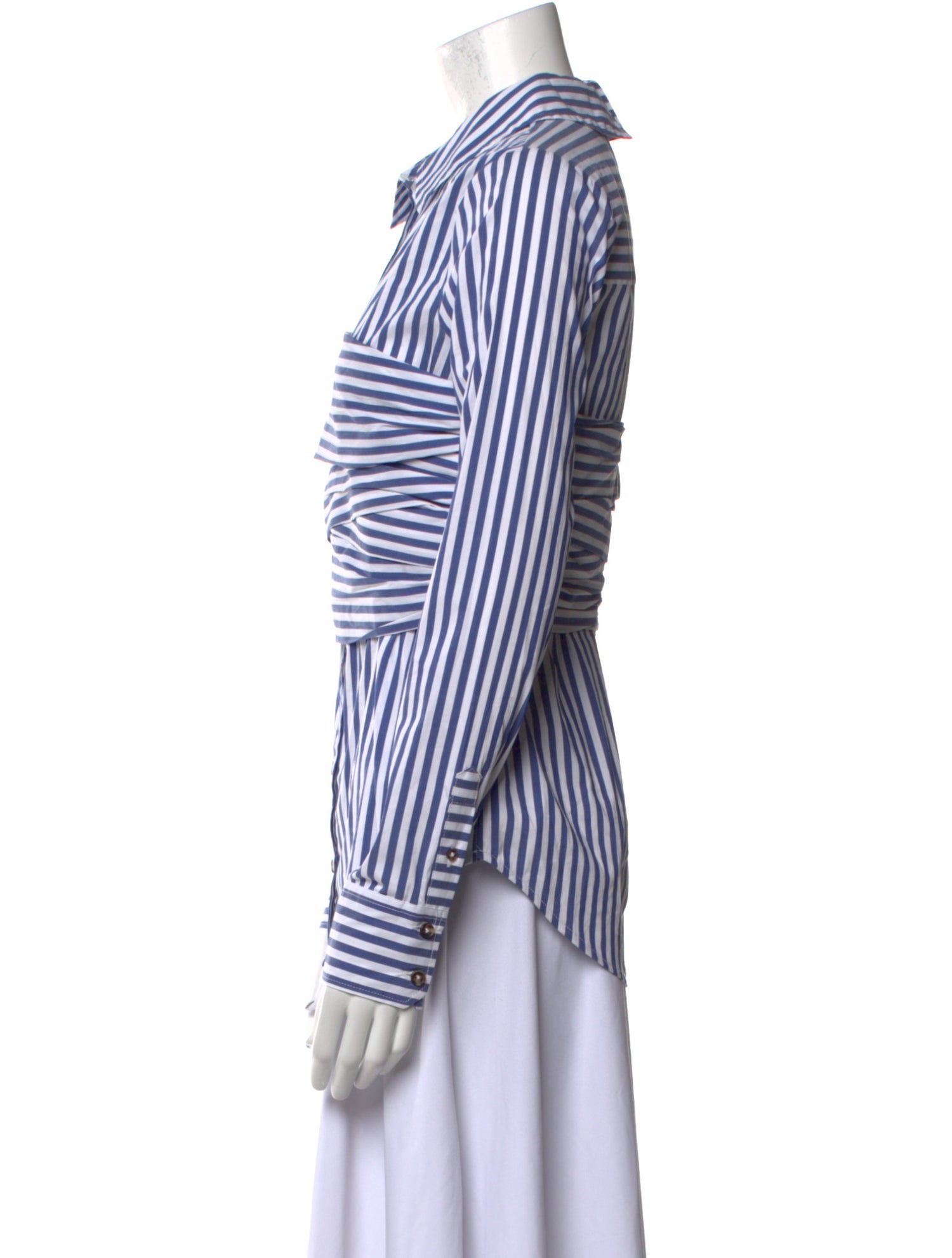 Veronica Beard Striped Long Sleeve Button-Up Top