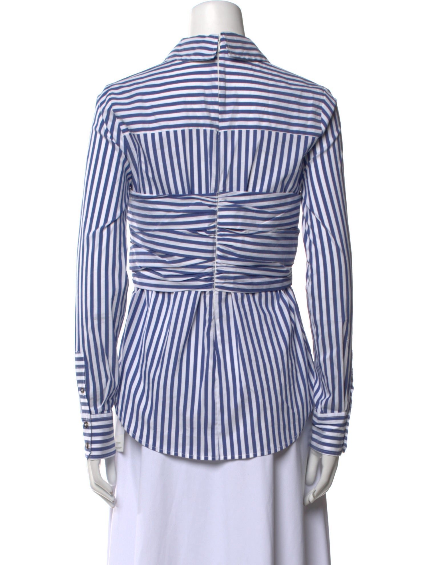 Veronica Beard Striped Long Sleeve Button-Up Top