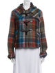 Veronica Beard Virgin Wool Plaid Print Faux Fur Jacket
