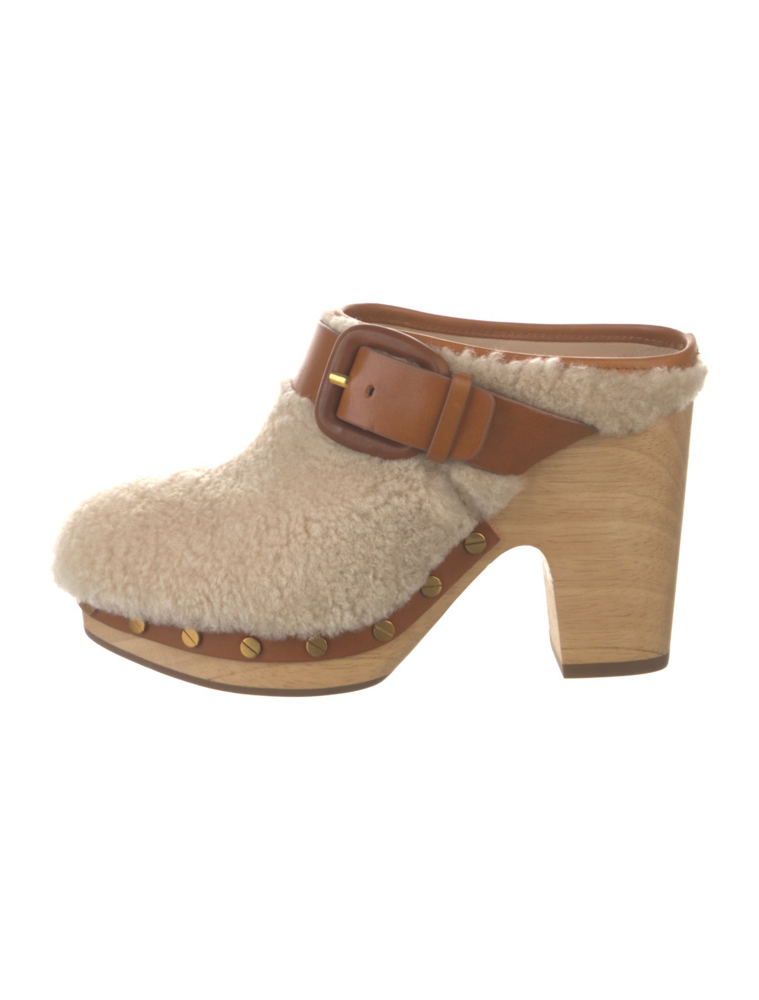 Veronica Beard Shearling Leather Trim Embellishment Mules