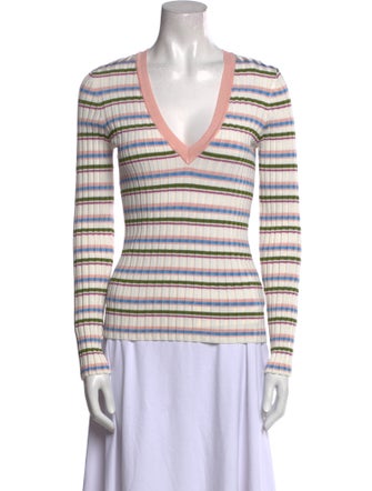 Veronica Beard Striped V-Neck Top