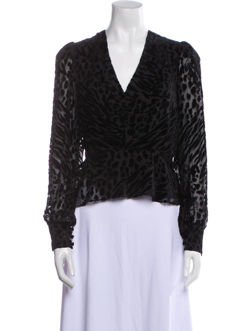 Veronica Beard Animal Print V-Neck Top
