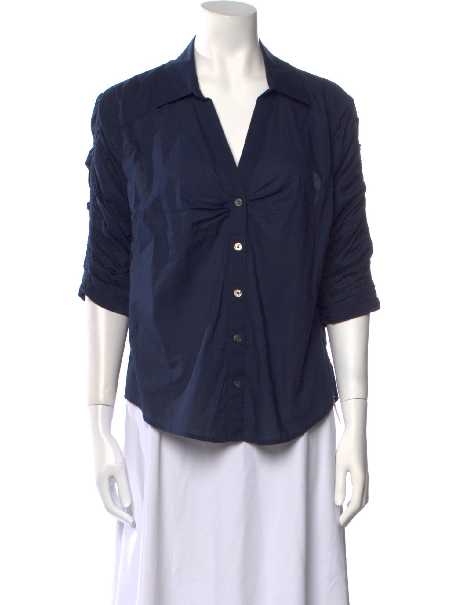 Veronica Beard Three-Quarter Sleeve Button-Up Top