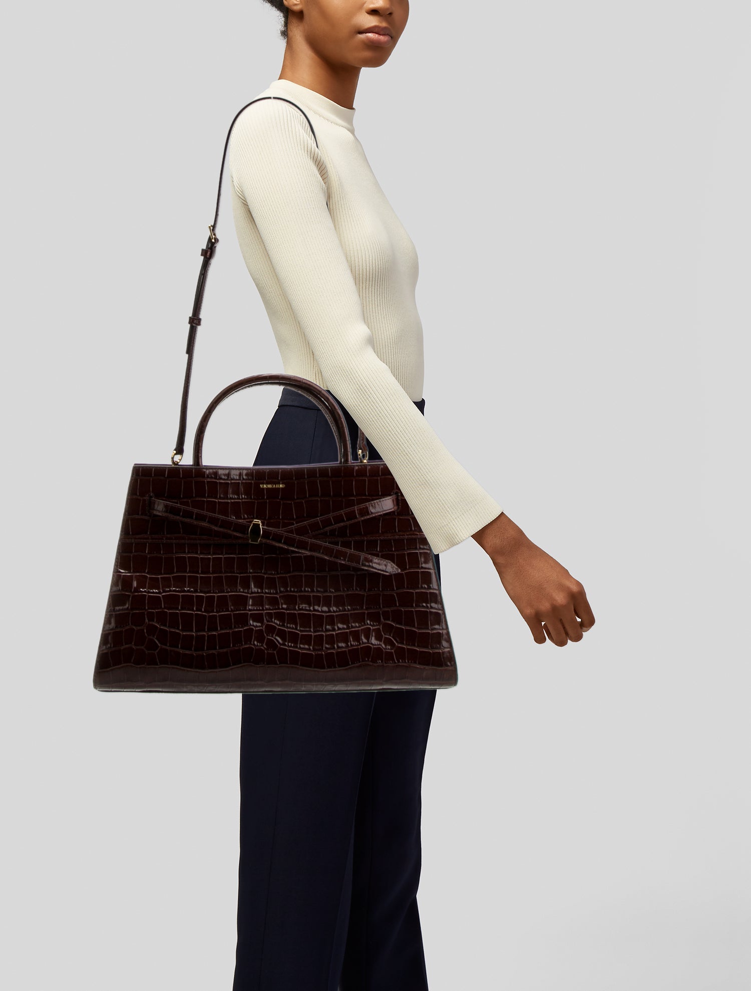 Veronica Beard Embossed Leather Shoulder Bag