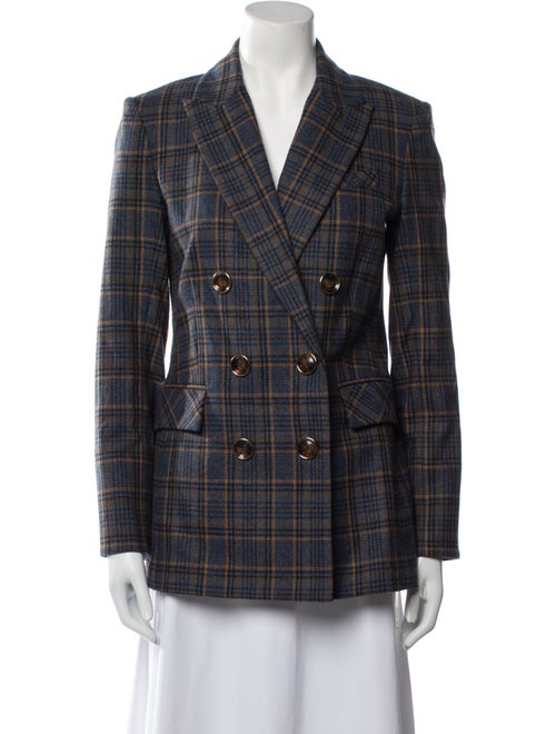 Veronica Beard Wool Plaid Print Blazer
