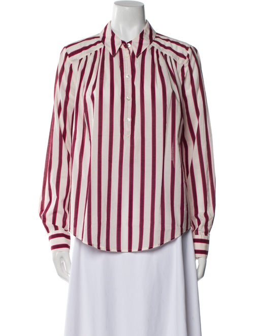 Veronica Beard Striped Long Sleeve Button-Up Top