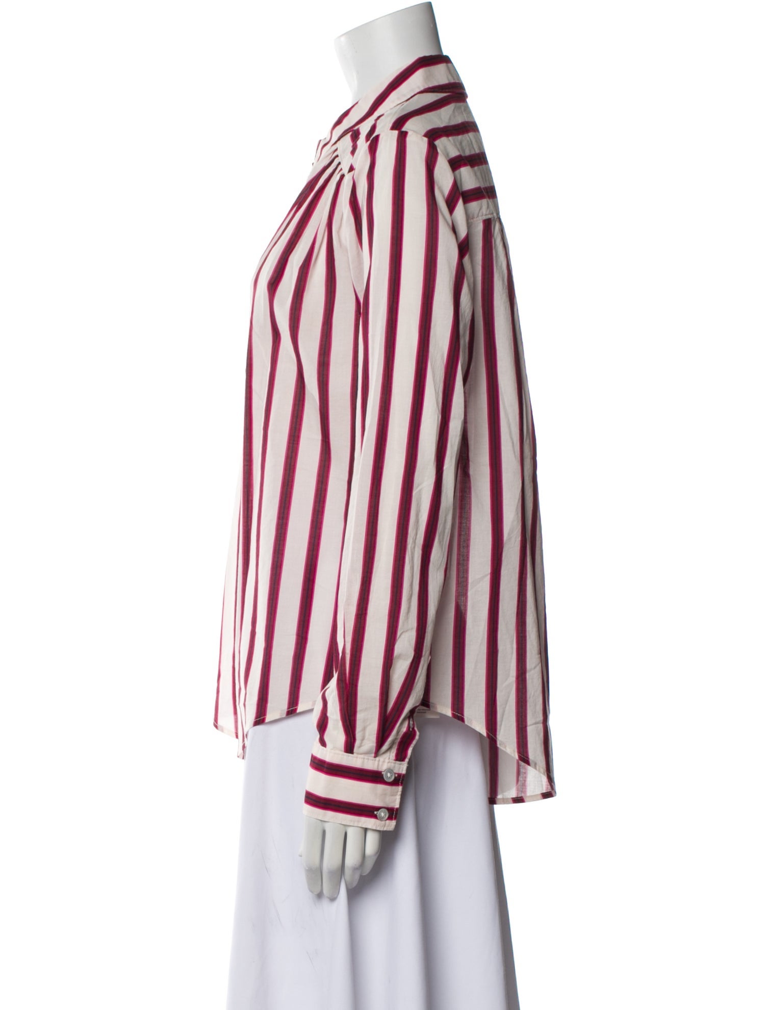 Veronica Beard Striped Long Sleeve Button-Up Top