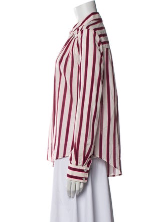 Veronica Beard Striped Long Sleeve Button-Up Top