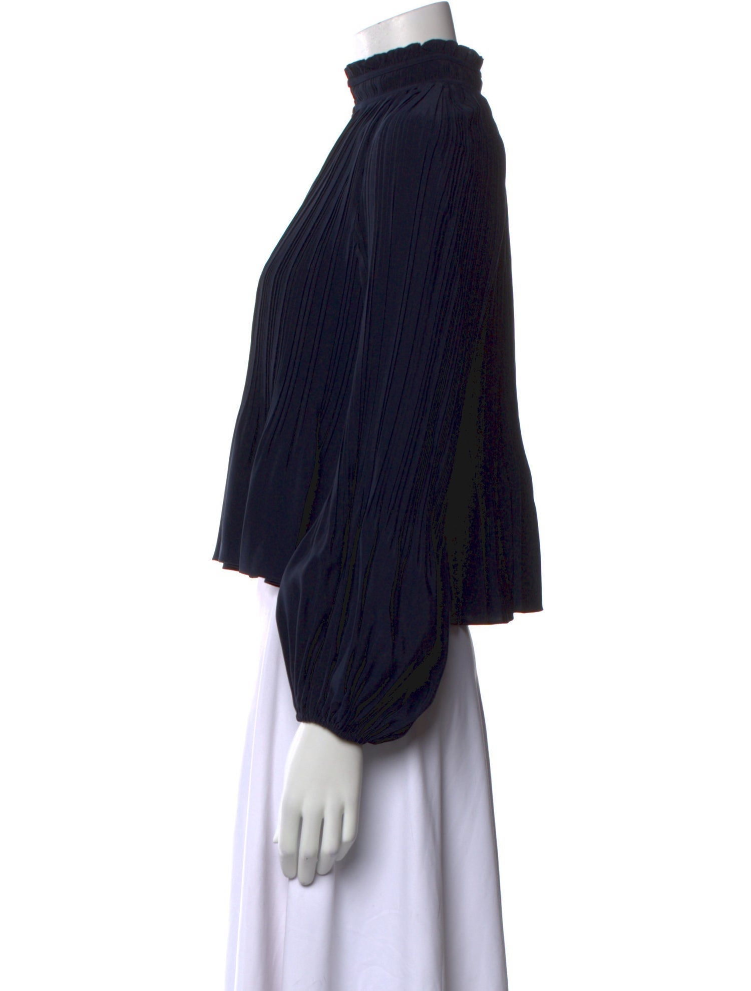 Veronica Beard Mock Neck Long Sleeve Crop Top