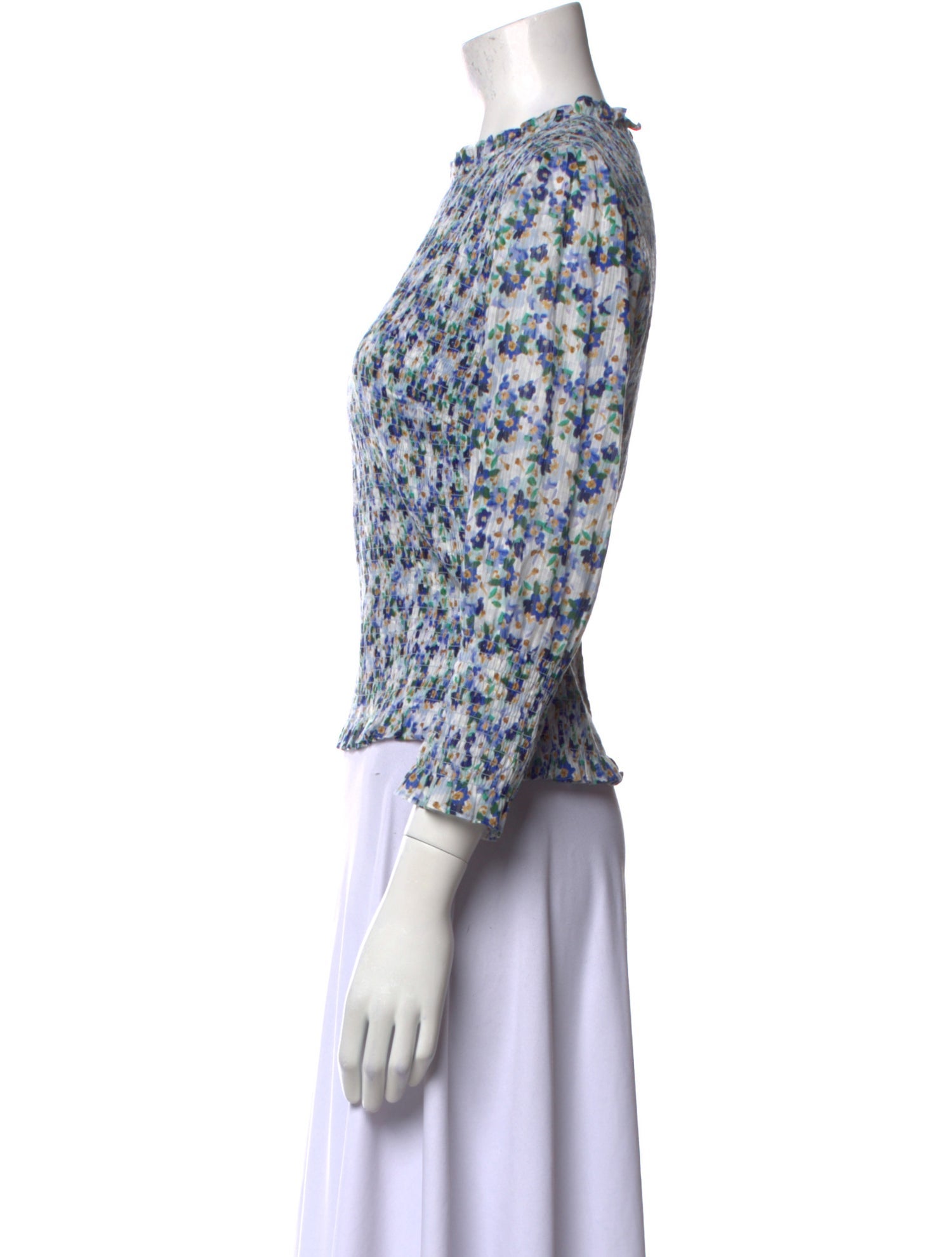 Veronica Beard Floral Print Crew Neck Blouse