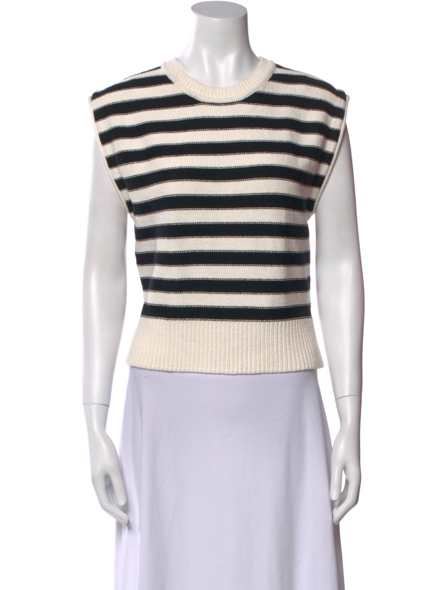 Veronica Beard Striped Crew Neck Crop Top