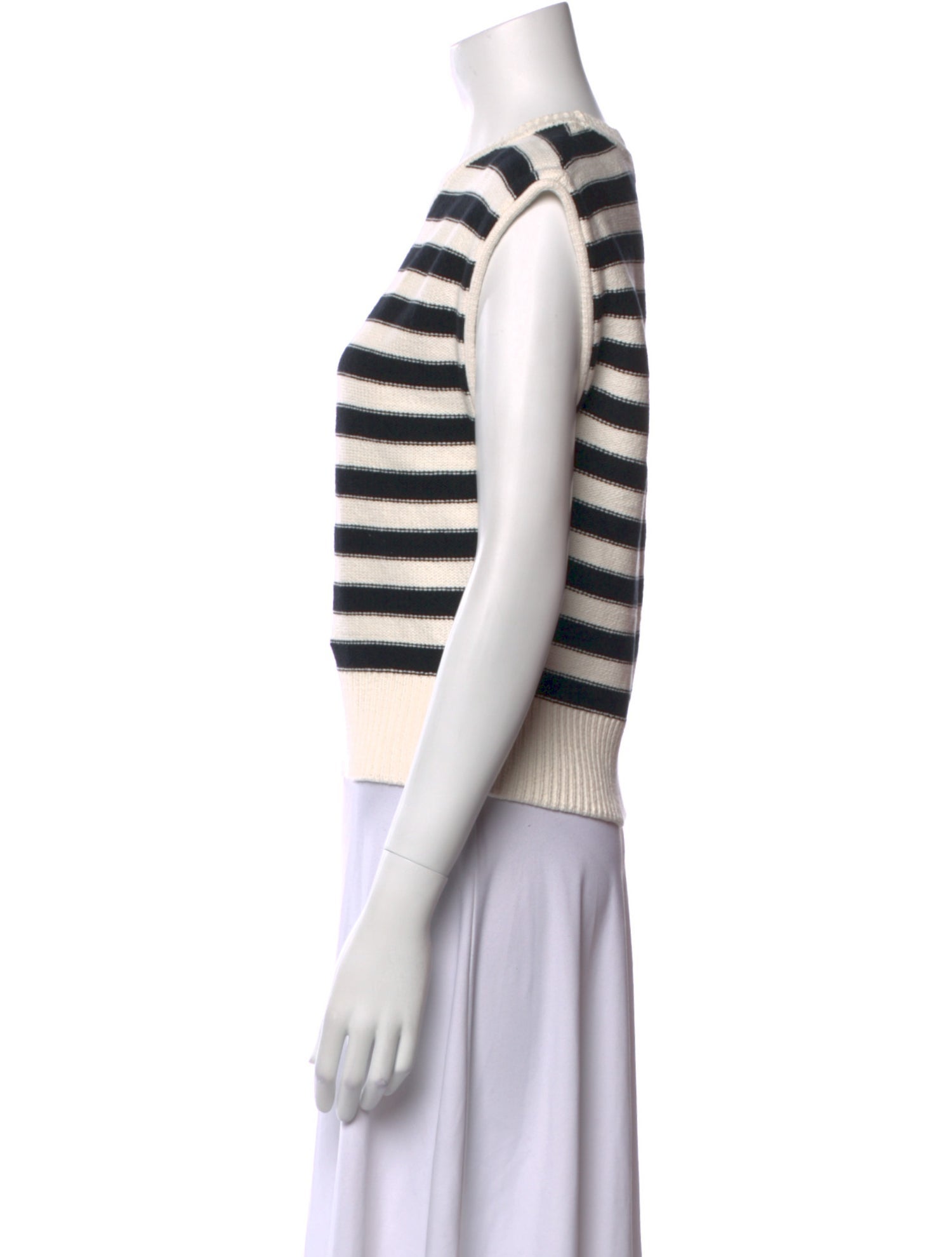 Veronica Beard Striped Crew Neck Crop Top