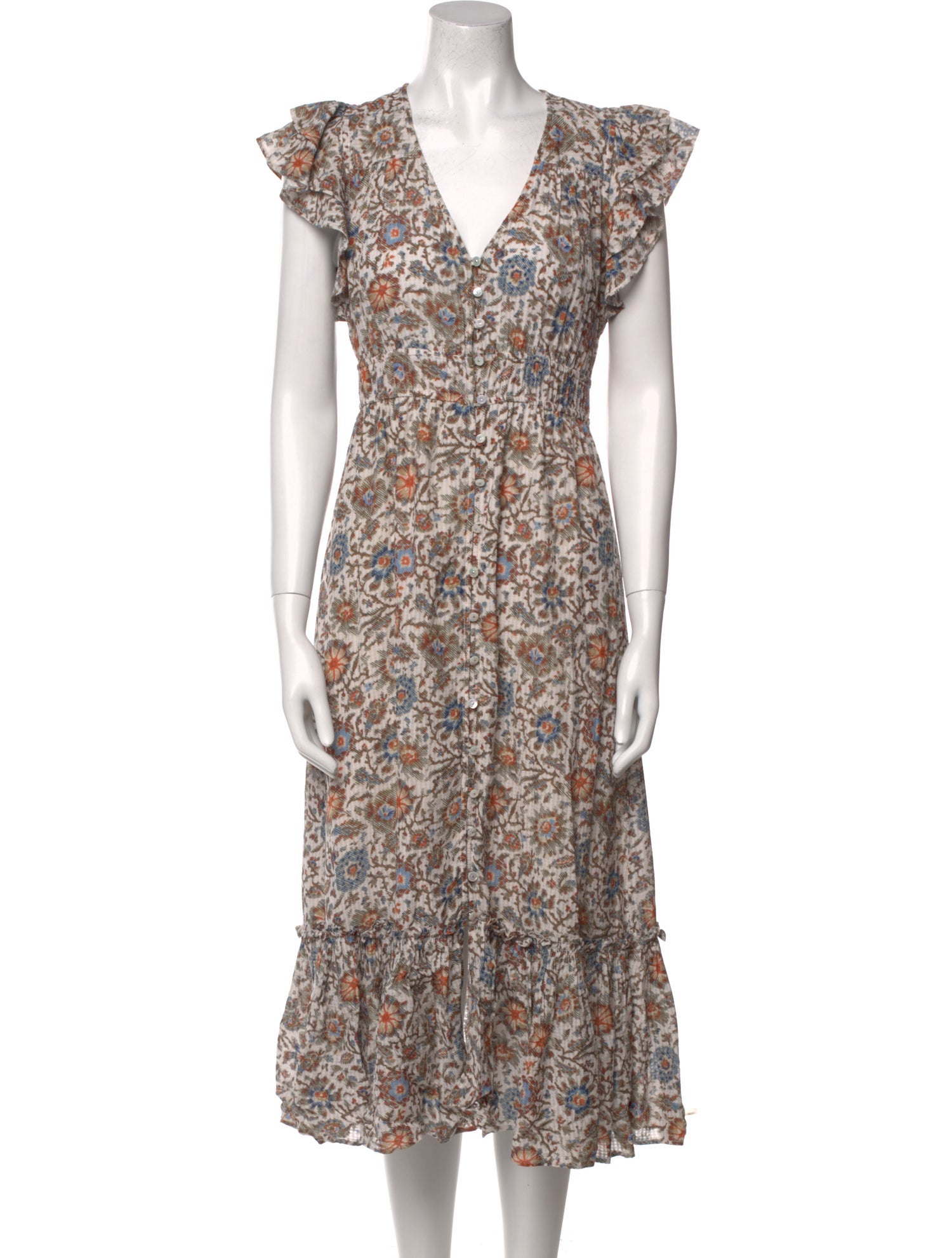 Veronica Beard Floral Print Midi Length Dress