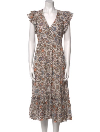 Veronica Beard Floral Print Midi Length Dress