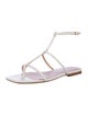 Veronica Beard Leather Animal Print T-Strap Sandals