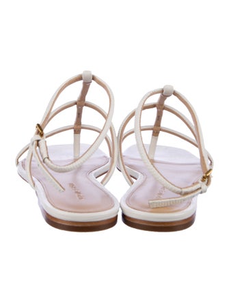 Veronica Beard Leather Animal Print T-Strap Sandals