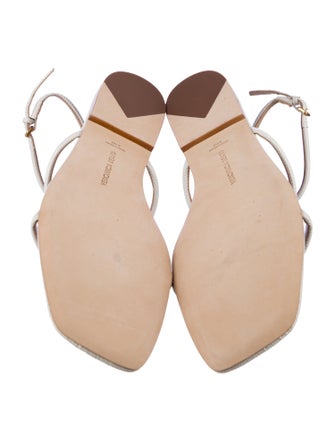 Veronica Beard Leather Animal Print T-Strap Sandals