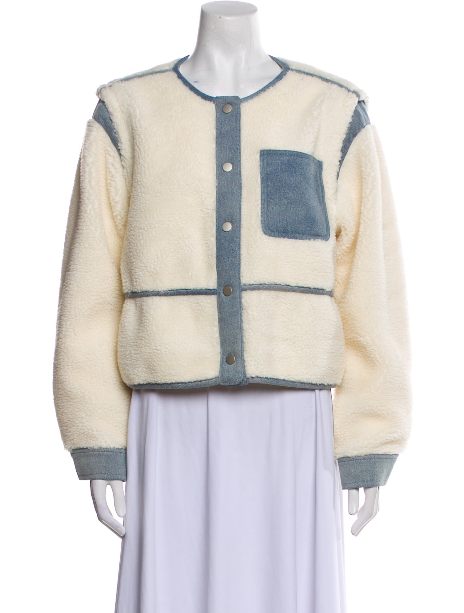 Veronica Beard Colorblock Pattern Faux Fur Jacket