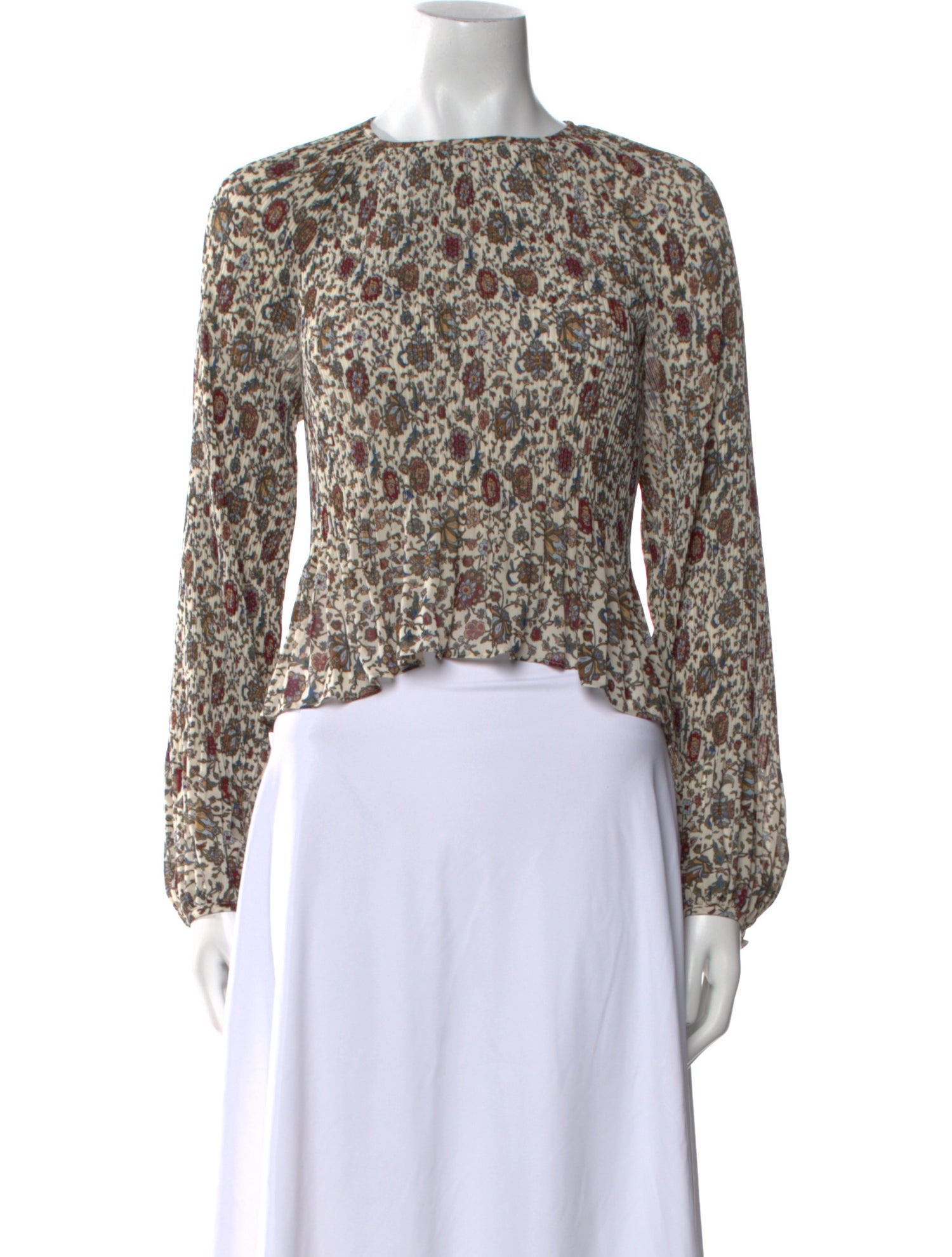 Veronica Beard Floral Print Bateau Neckline Crop Top