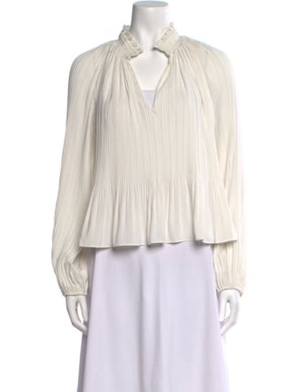 Veronica Beard V-Neck Long Sleeve Blouse