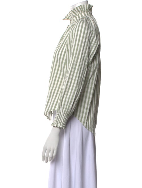 Veronica Beard Striped Mock Neck Button-Up Top