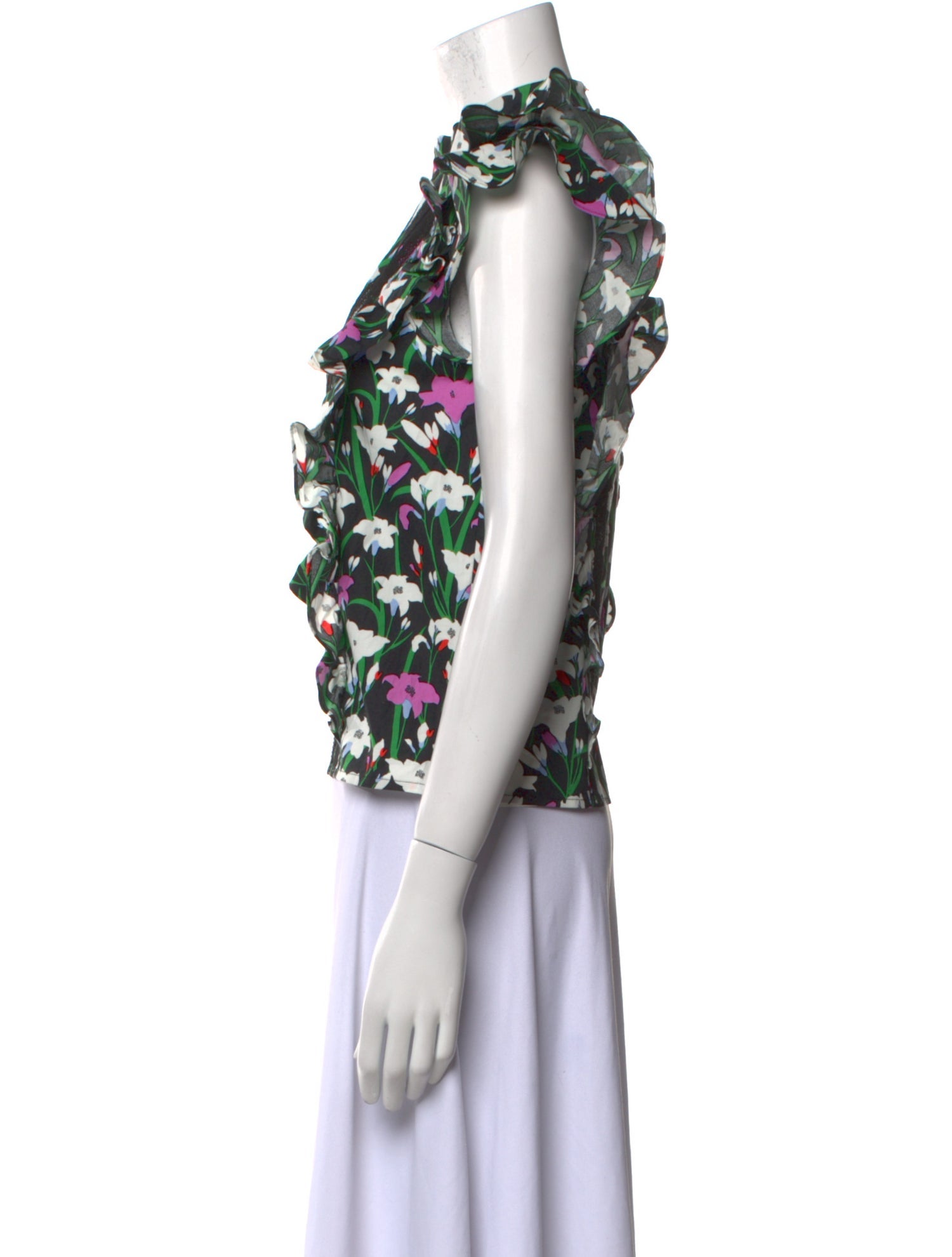 Veronica Beard Floral Print Mock Neck Blouse