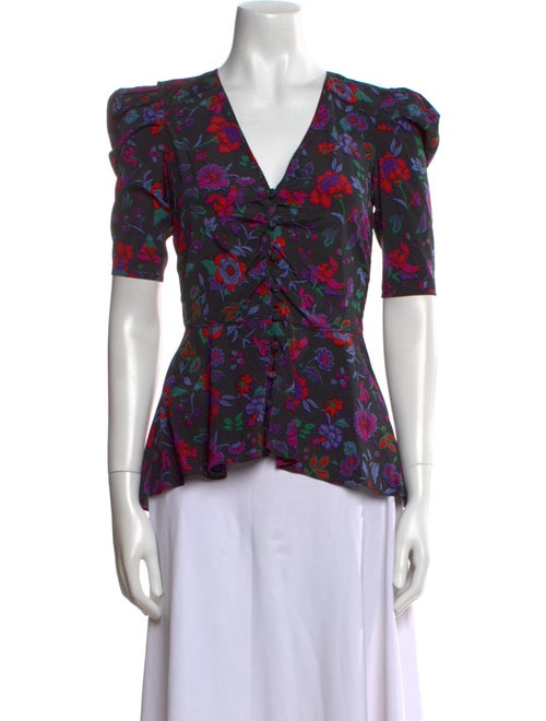 Veronica Beard Silk Floral Print Blouse