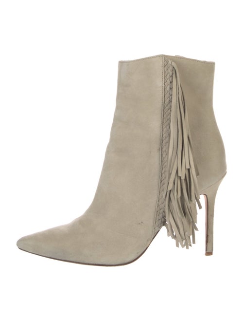 Veronica Beard Suede Fringe Trim Accent Boots