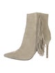 Veronica Beard Suede Fringe Trim Accent Boots