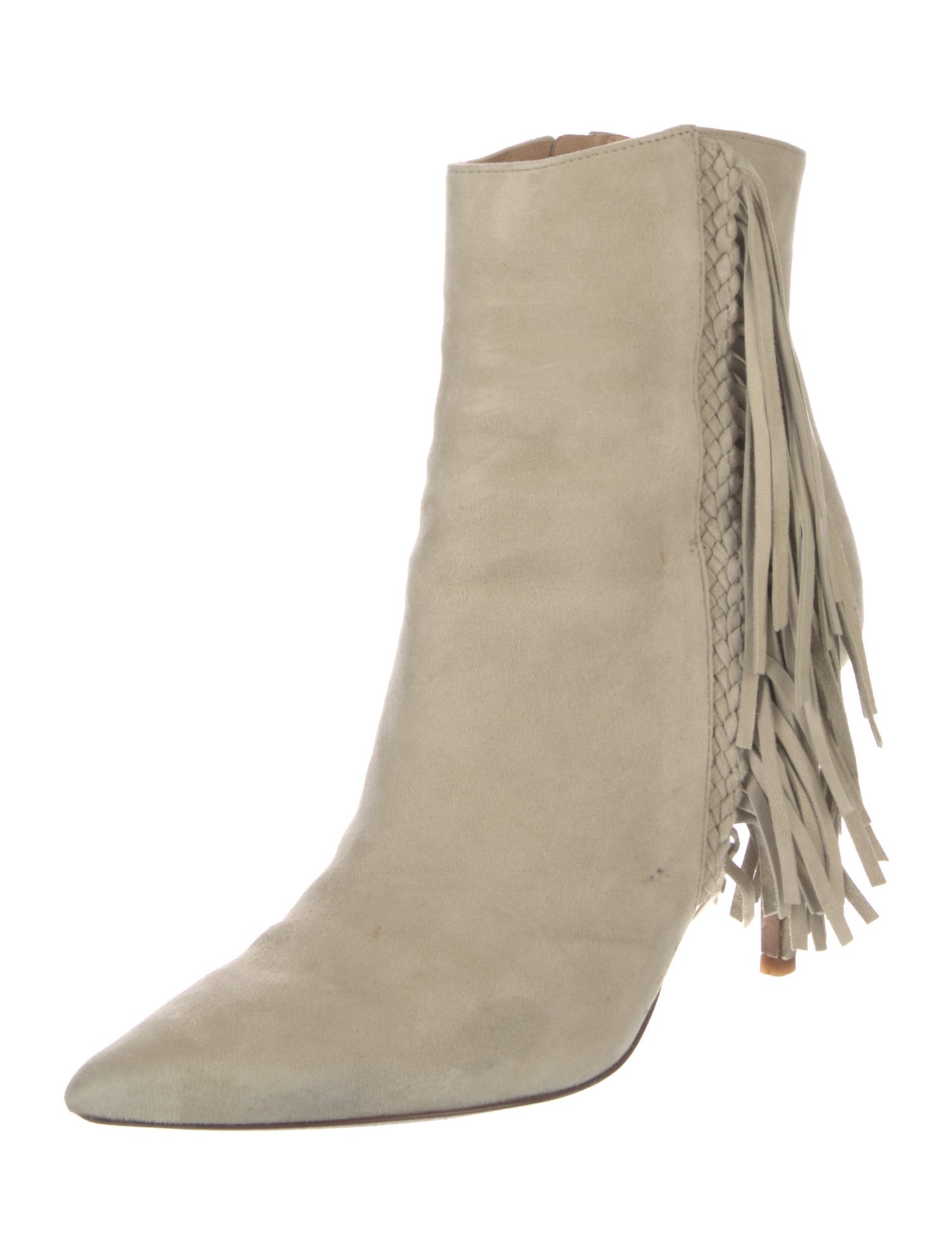 Veronica Beard Suede Fringe Trim Accent Boots