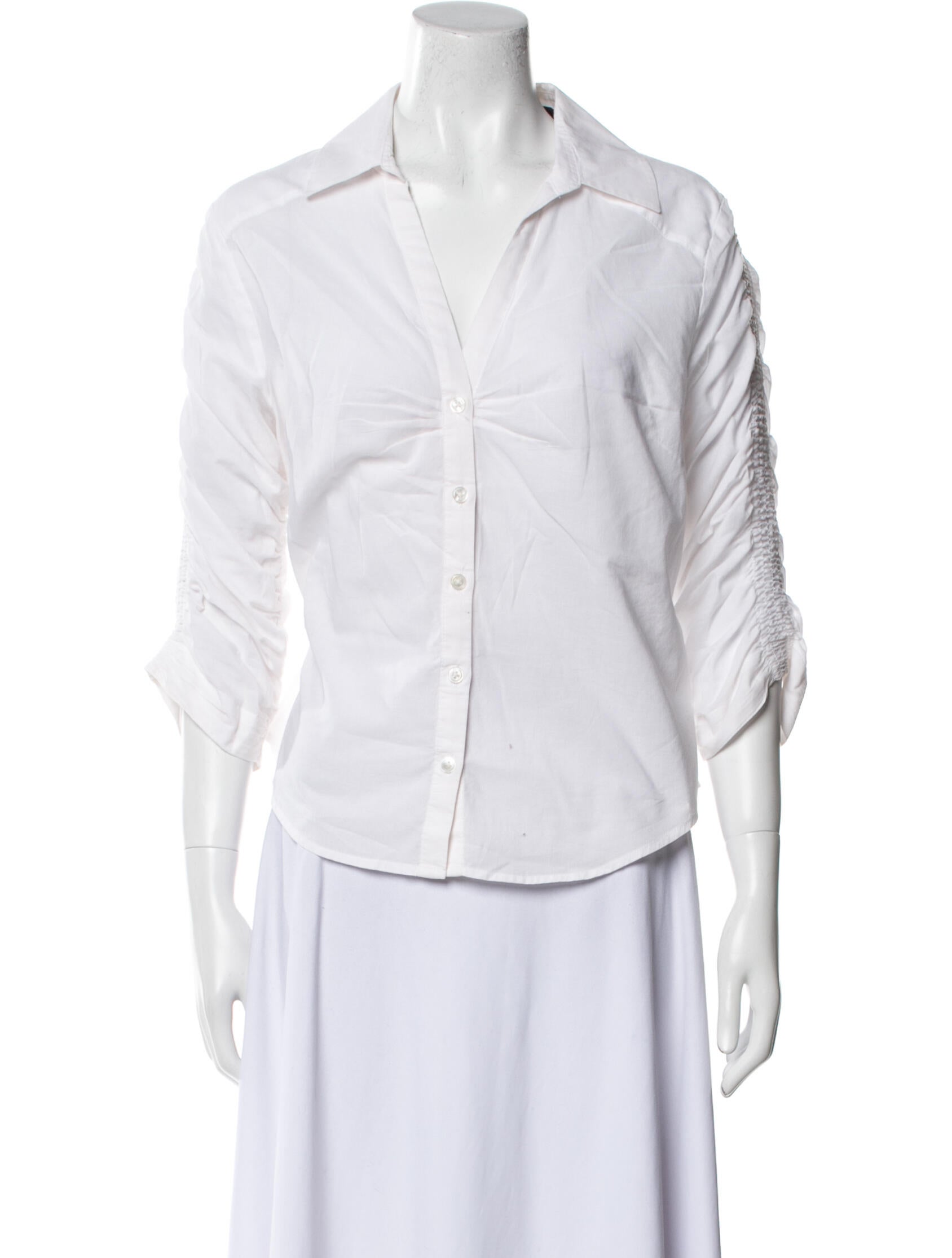 Veronica Beard Three-Quarter Sleeve Button-Up Top