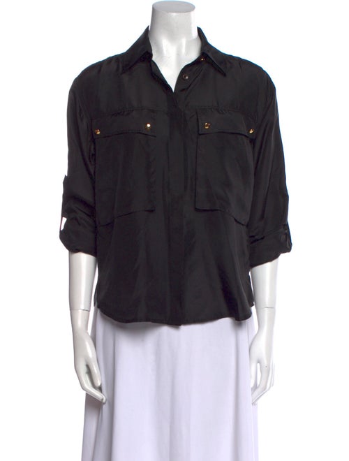 Veronica Beard Silk Three-Quarter Sleeve Button-Up Top