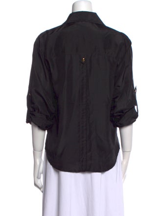 Veronica Beard Silk Three-Quarter Sleeve Button-Up Top